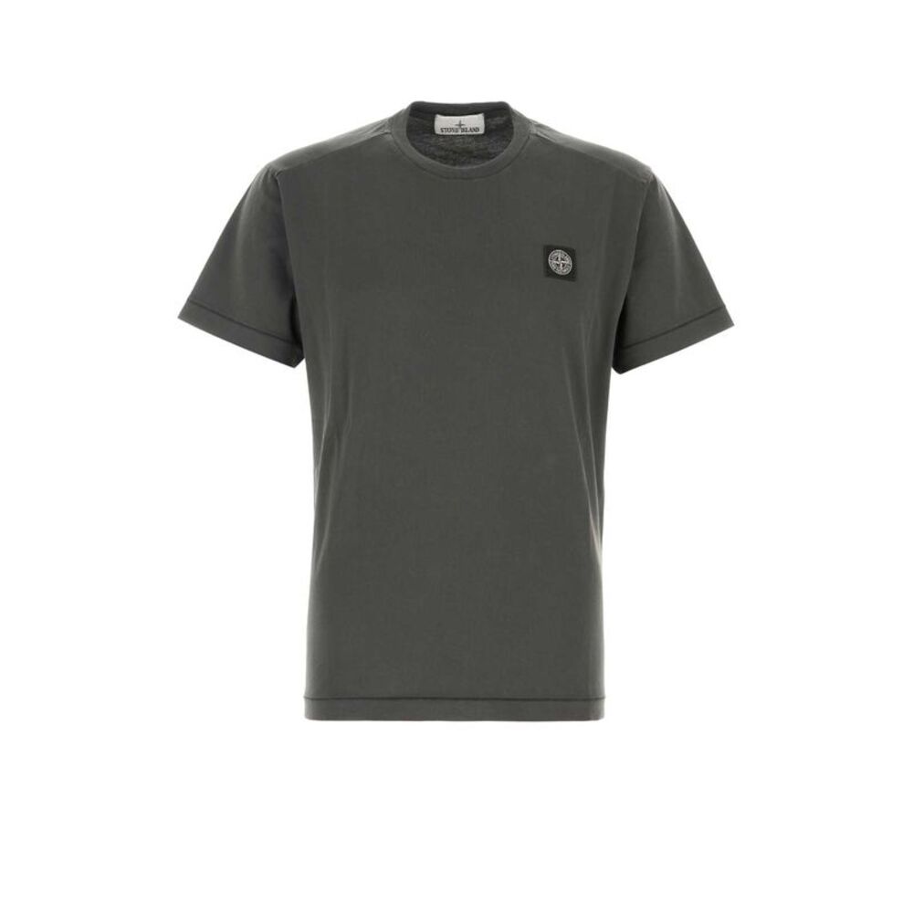 Stone Island Men Charcoal Cotton T-Shirt